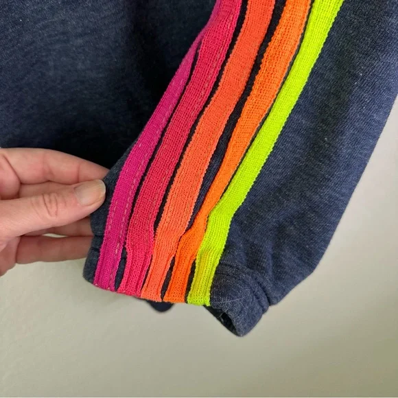 Aviator Nation 5 Stripe Sweatpants - CHARCOAL // NEON SZ S - Picture 6 of 10